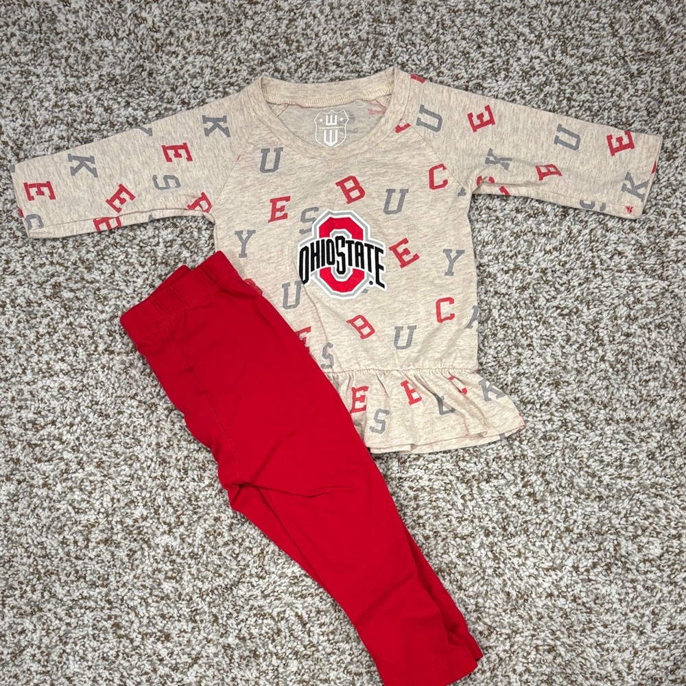 Ohio State Kids Matching Set - Beige and Red